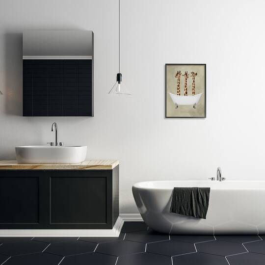 Stupell Industries Three Giraffes In A Bathtub Framed Wall Art